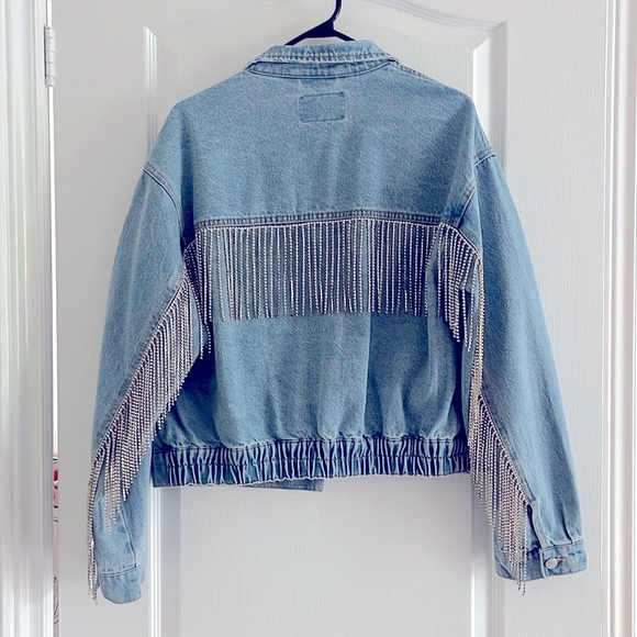 Free People Comet Rhinestone Fringe Bomber - Picture 1 of 2